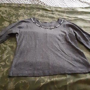 Rafaella 3/4 Length Sleeve Gray Pull Over Blouse size L